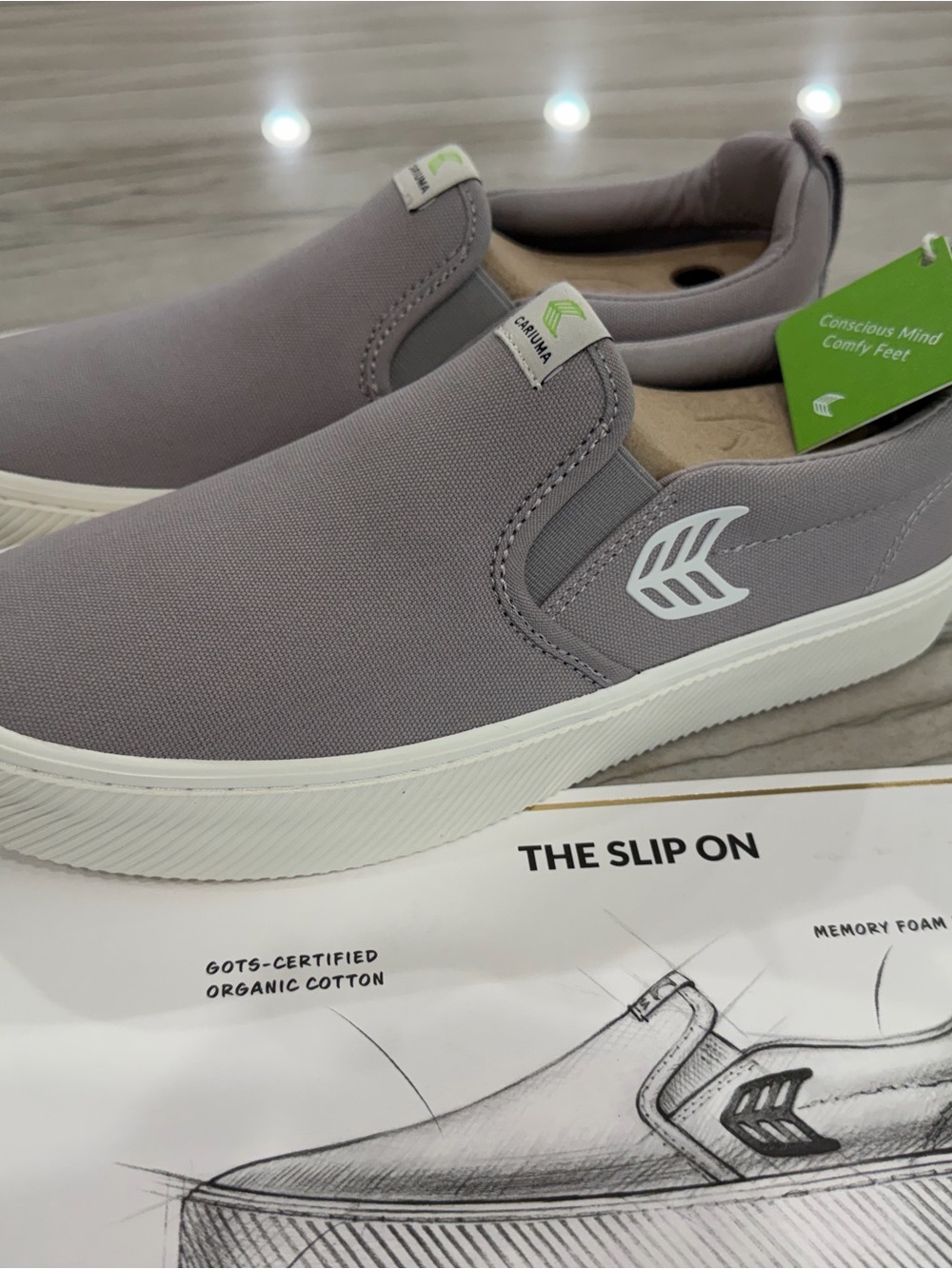 NWT Cariuma The Slip-On Gray Canvas Sneakers Women’s Size 10
